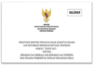 PerMenPANRB Nomor 7 Tahun 2023 Tentang Kenaikan Gaji Berkala Dan ...